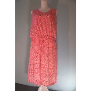 Faded Glory Dress Women's 2XL Red Geometric Boho Coastal Festival Feminine Y2K